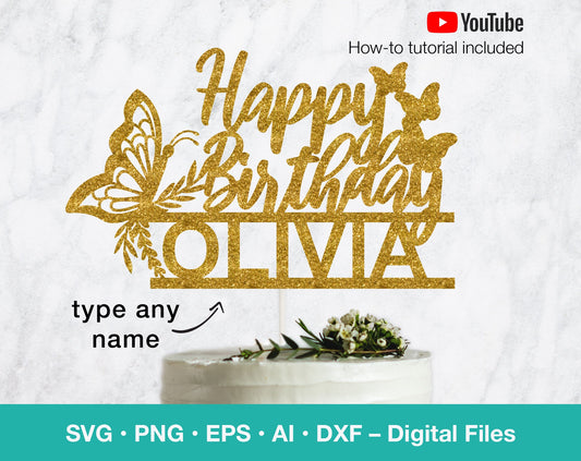 Happy Birthday Butterfly Personalized SVG