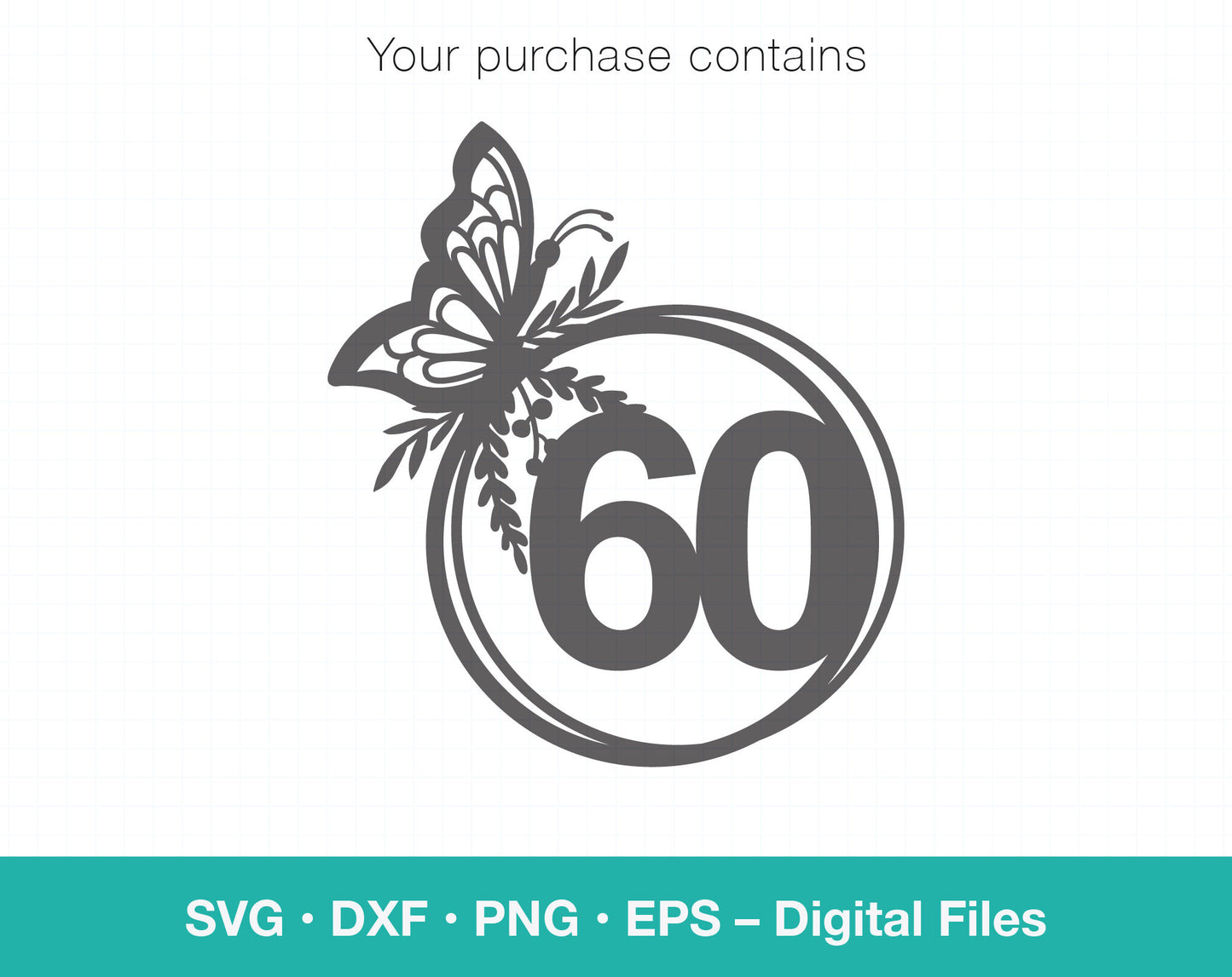 60th birthday SVG with butterfly