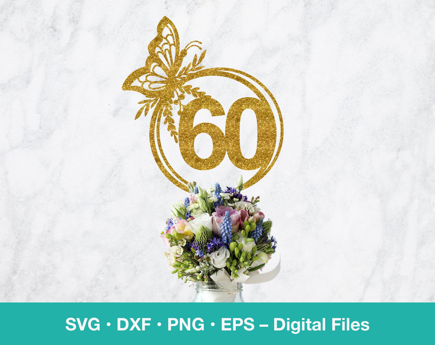 60th birthday SVG with butterfly
