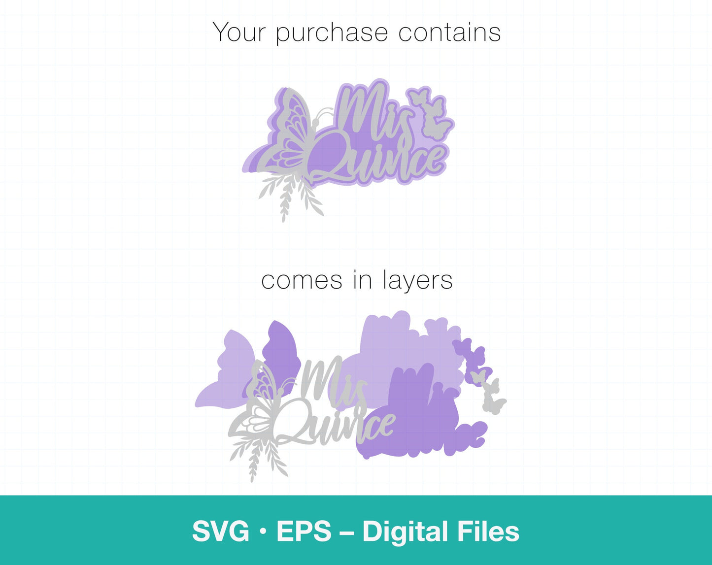 Mis Quince birthday 3D layered SVG Cake Topper