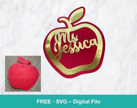 FREE Teacher Appreciation apple gift tag SVG