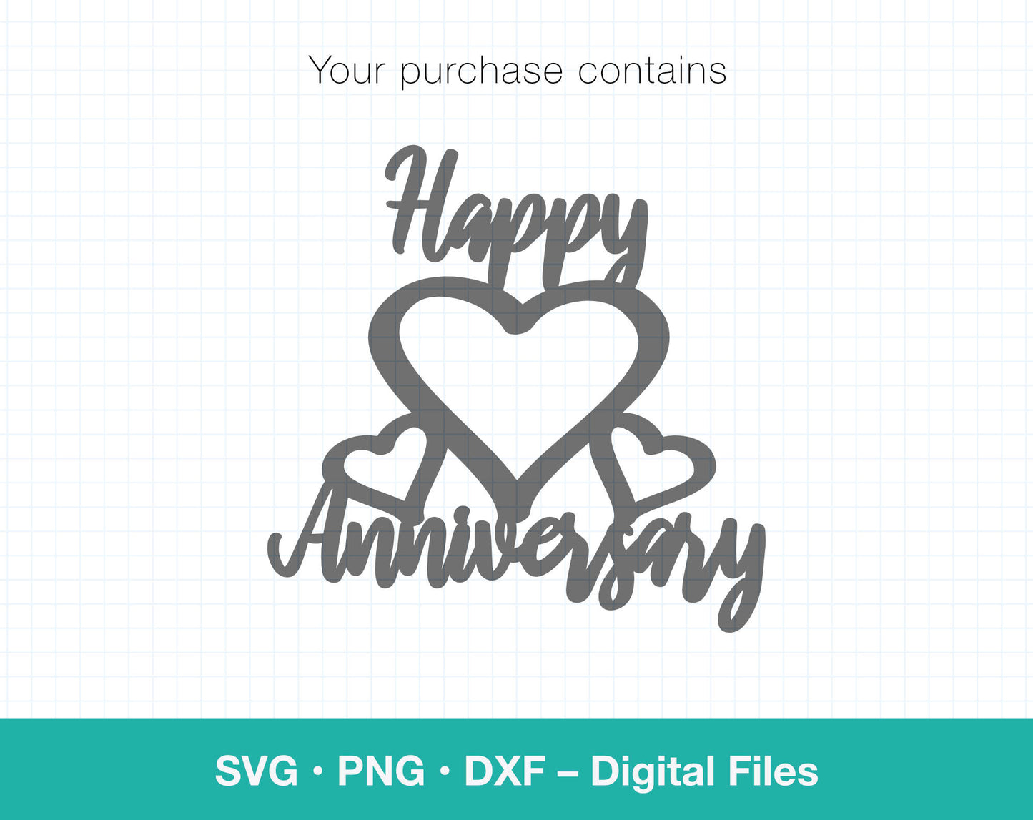 a happy anniversary svg file with two hearts