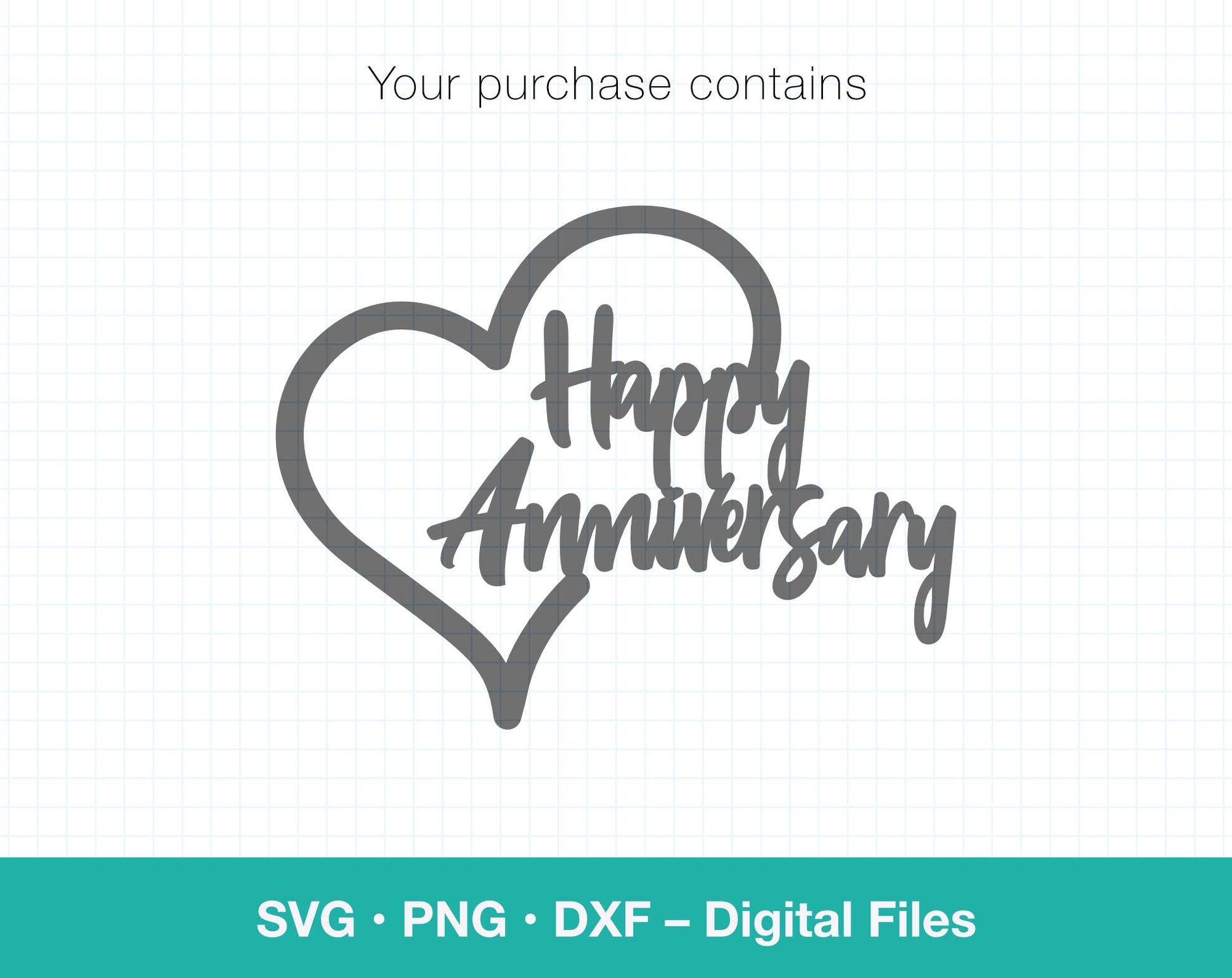 a happy anniversary svg file with a heart