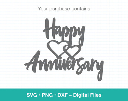 happy anniversary svg dxf file