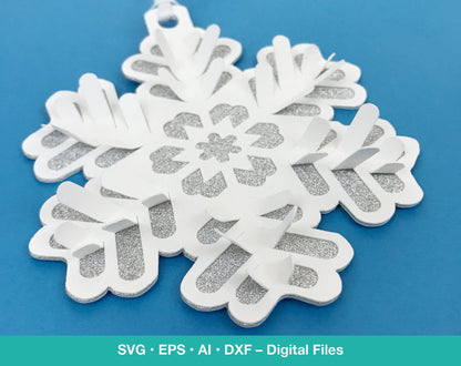3D Snowflake SVG Christmas Gift Tag