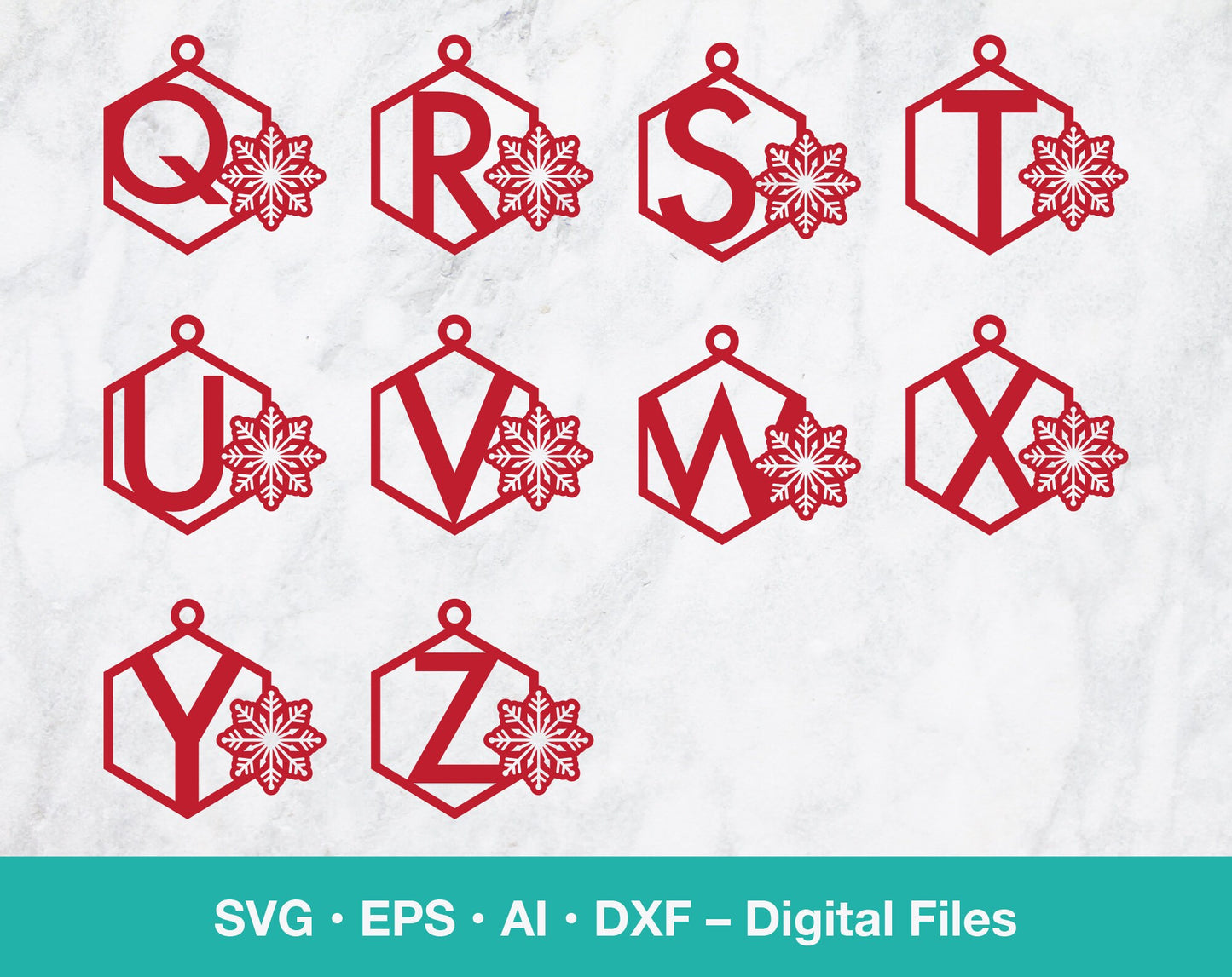 Christmas gift tag alphabet SVG