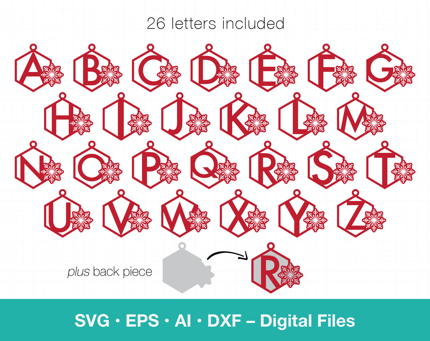 Christmas gift tag alphabet SVG