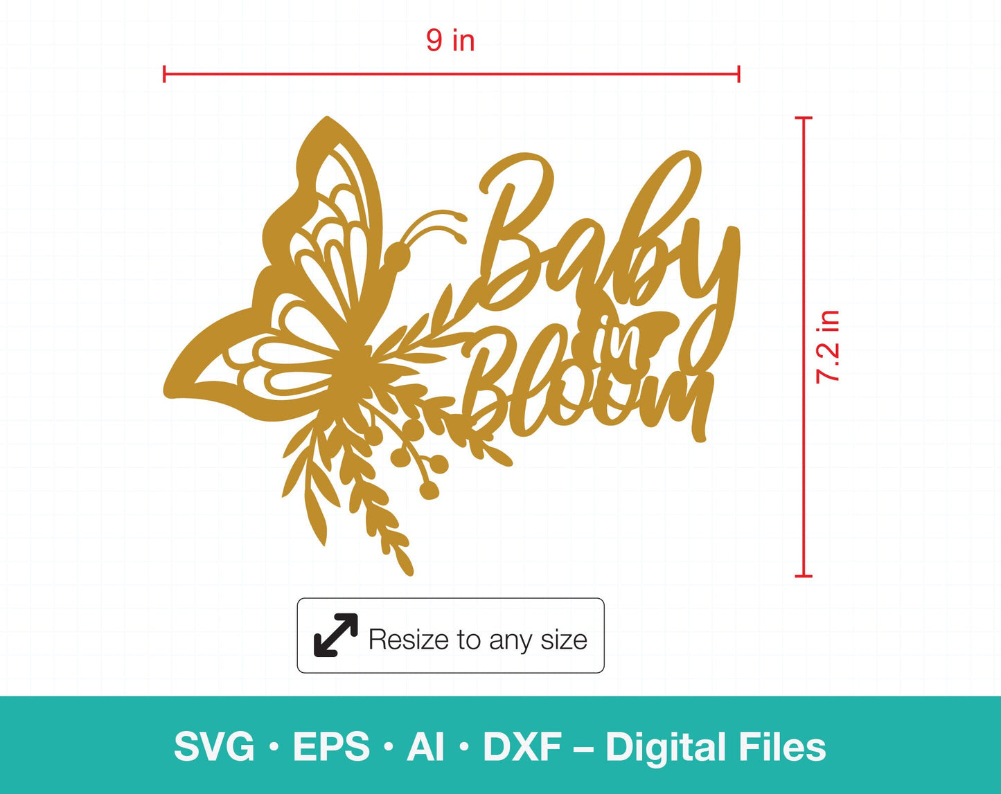 Baby in Bloom Cake Topper SVG