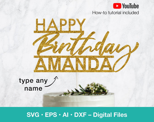 Happy Birthday script Personalized SVG
