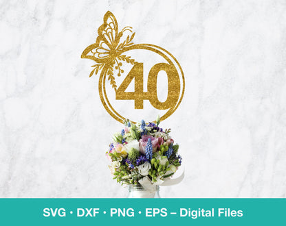 40th birthday SVG with butterfly