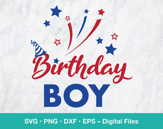 Patriotic July Boy Birthday SVG