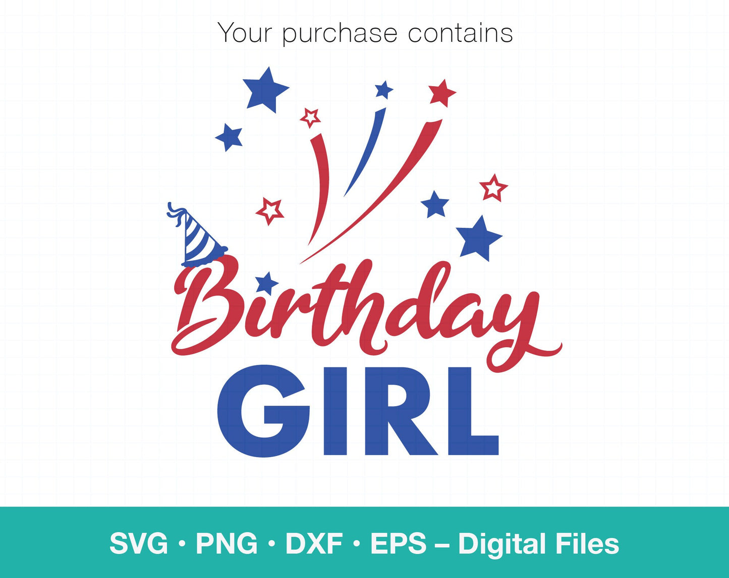 Fourth of July Girl Birthday SVG