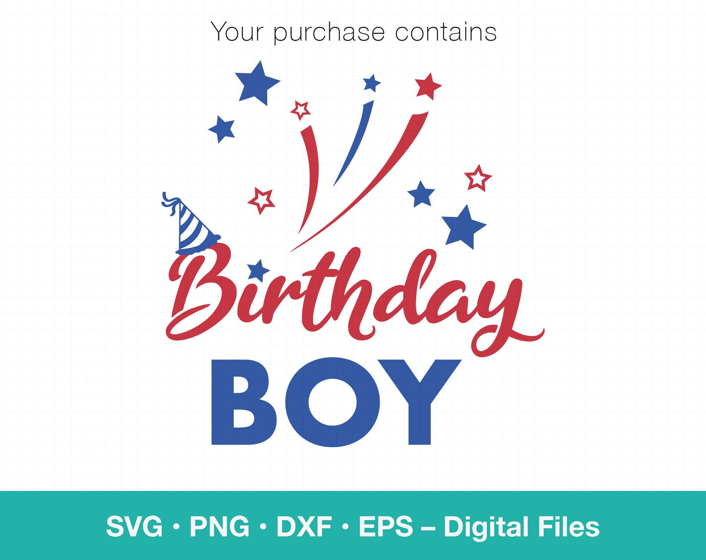 Patriotic July Boy Birthday SVG