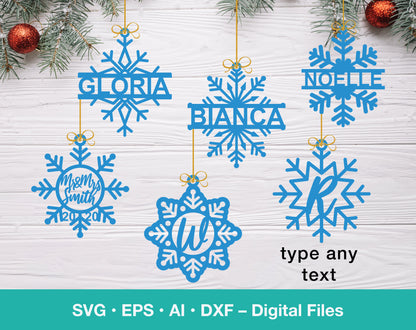 Snowflake Ornament Gift Tag Bundle SVG