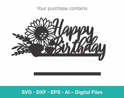 Happy Birthday Personalized Sunflower SVG