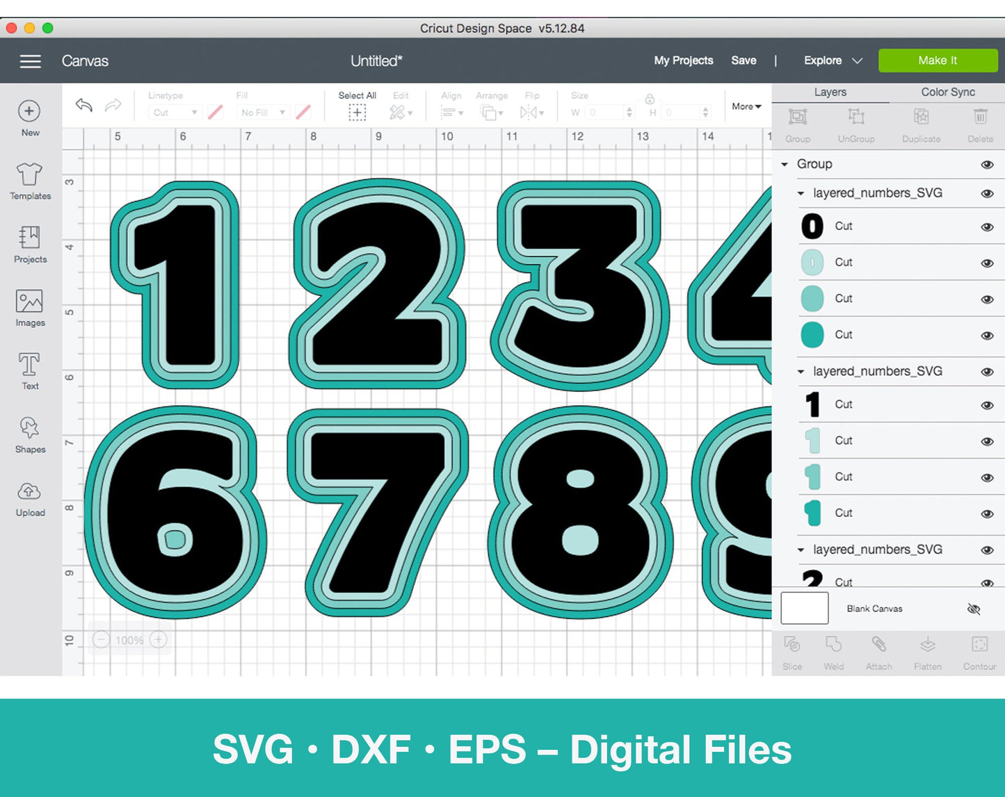 Layered SVG numbers 0 to 9