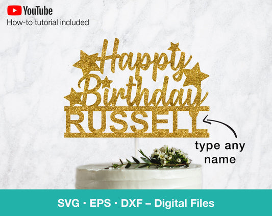 Happy Birthday Personalized with stars SVG
