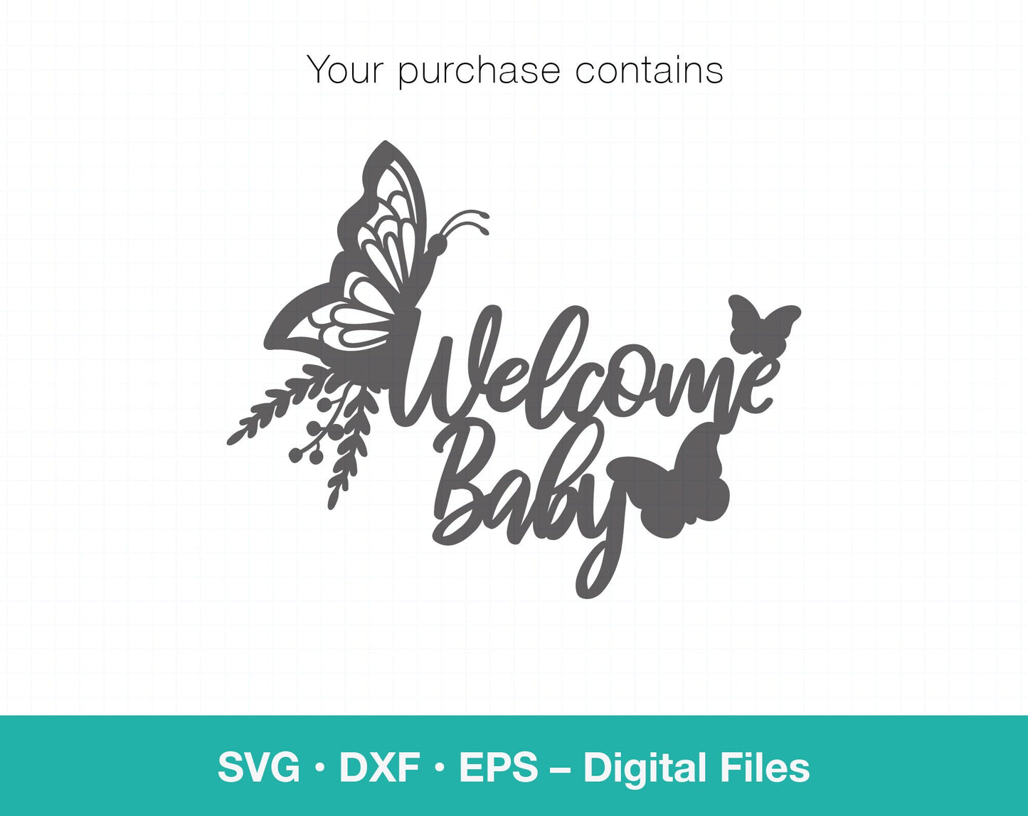 Welcome Baby Butterfly SVG