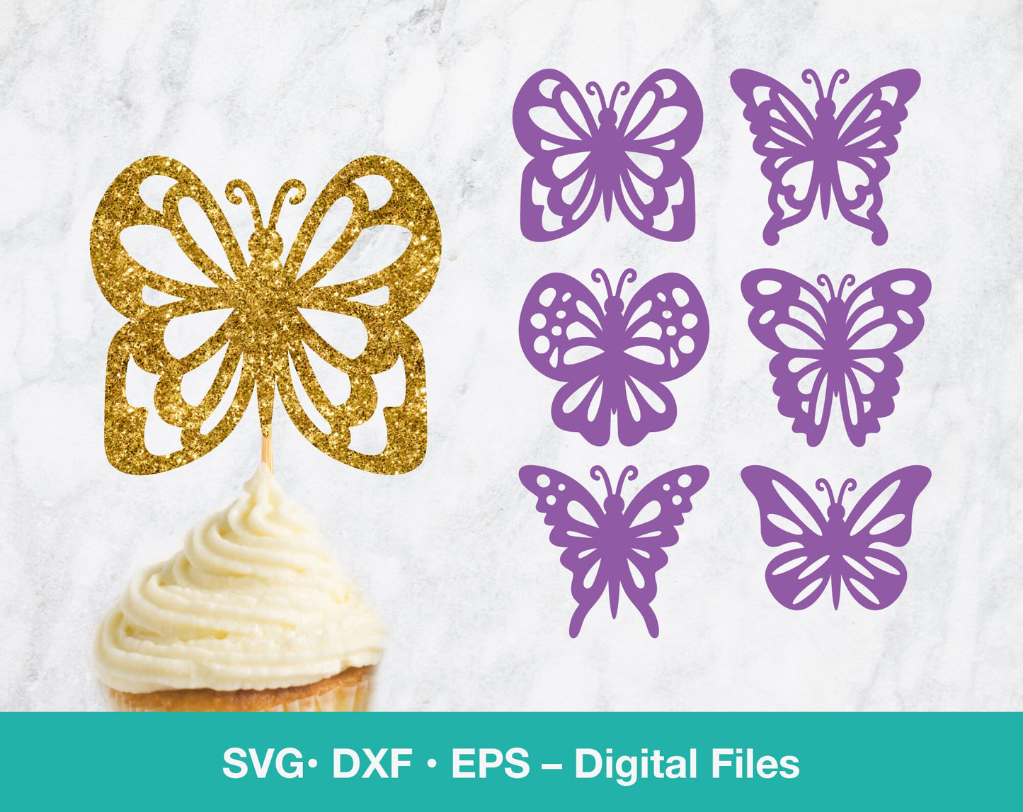 6 Lace Butterfly SVG cupcake topper